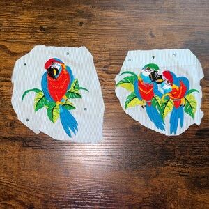 Vintage set of 2 Colorful Parrot Embroidered Patches